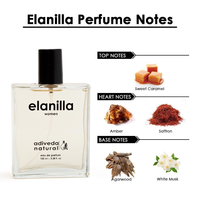 Orgenik: Shop Elanilla Perfume For Women - Sweet Ambary & Caramel Eau de Parfum from the brand Adiveda Naturals