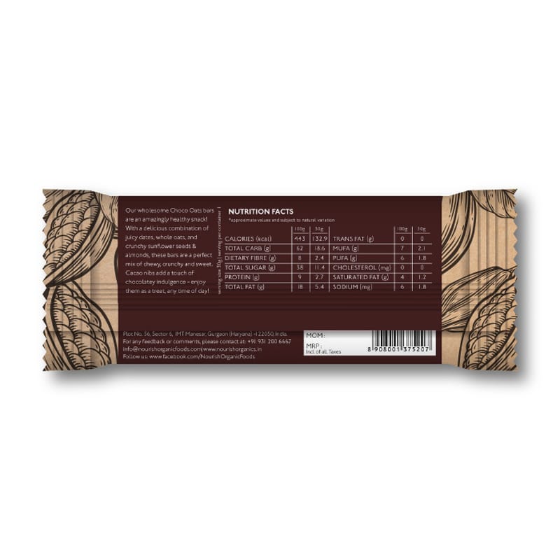 Orgenik: Shop Choco Oats Bar (Pack of 6) from the brand Nourish Organics