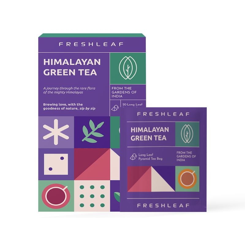 Orgenik: Green Tea Leaf Loaded with Anti-Oxidants made with 100% Whole Long Leaf Naturally Handpicked From Himalaya for Weight Loss 20 Pyramid Tea Bags from brand Freshleaf