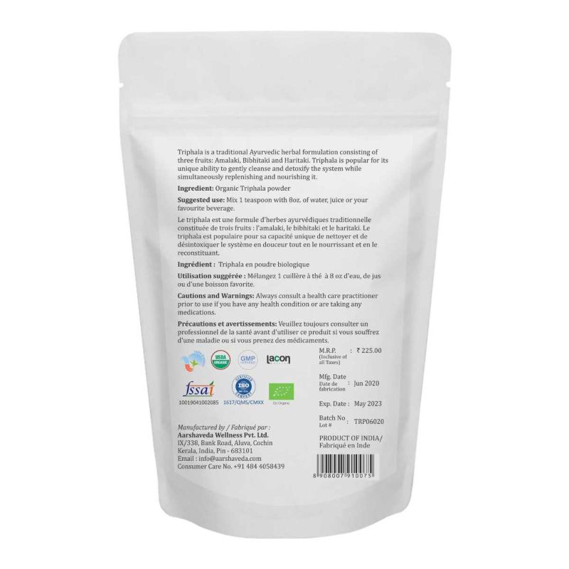 Orgenik: Triphala Powder from brand Aarshaveda