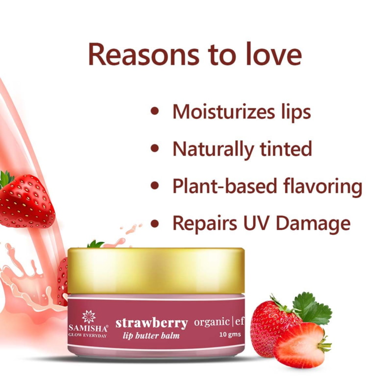 Orgenik: Shop Strawberry Enriched Organic Lip Balm For Chapped Lips from brand Samisha