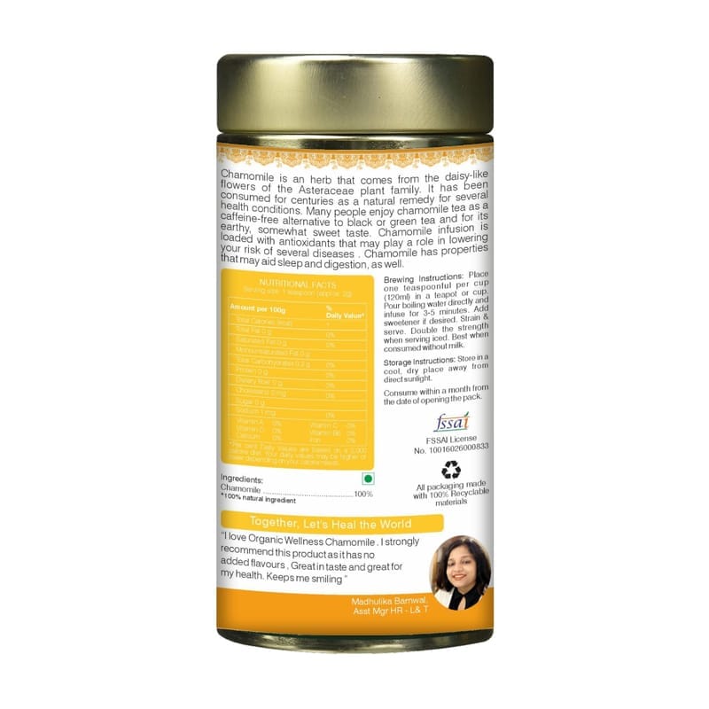 Orgenik: Shop Blossom Chamomile 100 g Tin Pack from the brand Organic Wellness
