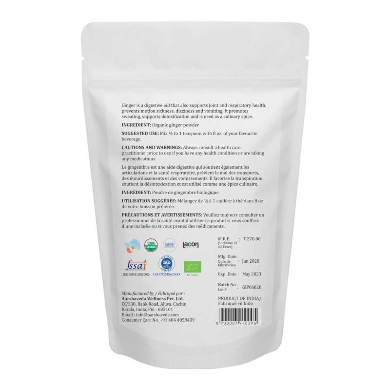 Orgenik: Ginger Powder from brand Aarshaveda