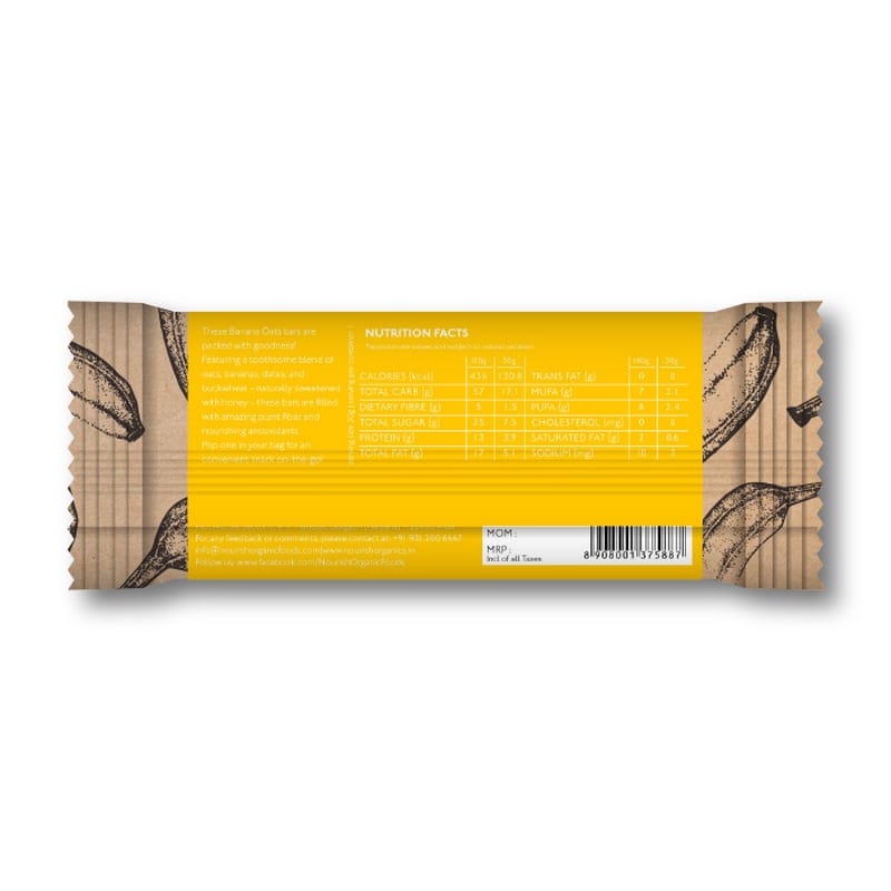 Orgenik: Shop Banana Oats Bar (Pack of 6) from the brand Nourish Organics