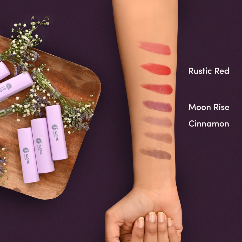 Orgenik: Mini lipstick Combo - Play It Cool (cinnamon + Moonrise + rustic red) from the brand Klome Essentials