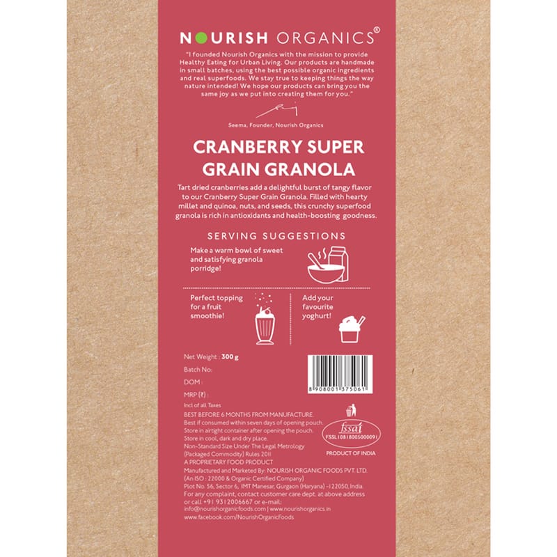 Orgenik: Shop Cranberry Super Grain Granola from the brand Nourish Organics