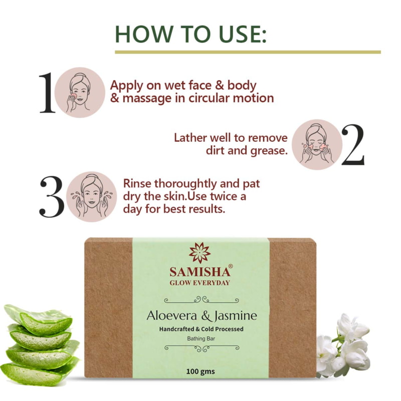 Orgenik: Shop Organic Aloevera & Jasmine Anti-Blemish Bath Bar from brand Samisha
