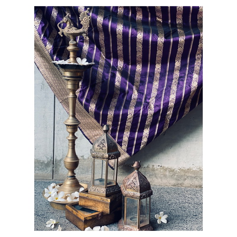 Orgenik: Shop Handloom Purple Uraif Saree from the brand Pilar & Monisha