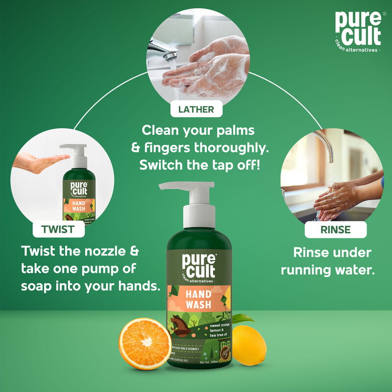 Orgenik: Shop Eco-Friendly Handwash with Sweet Orange and Lemon Essential Oils from the brand PureCult