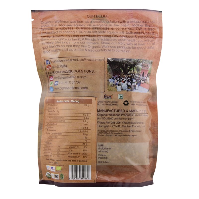 Orgenik: Shop Moong Dal Split 450 g from the brand Organic Wellness