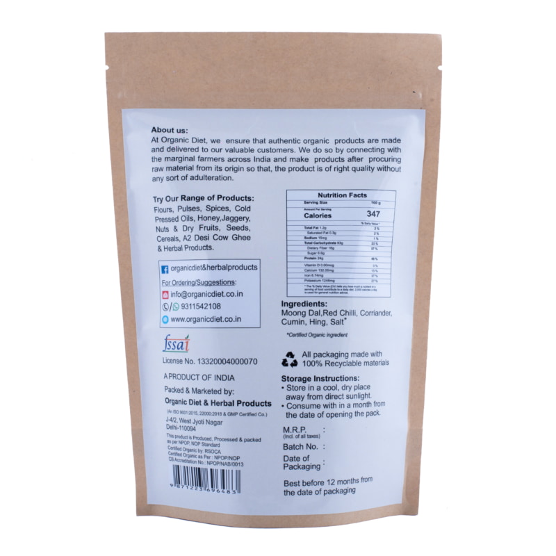 Orgenik: Shop Organic Masala Moong Dal Atta from the brand Organic Diet