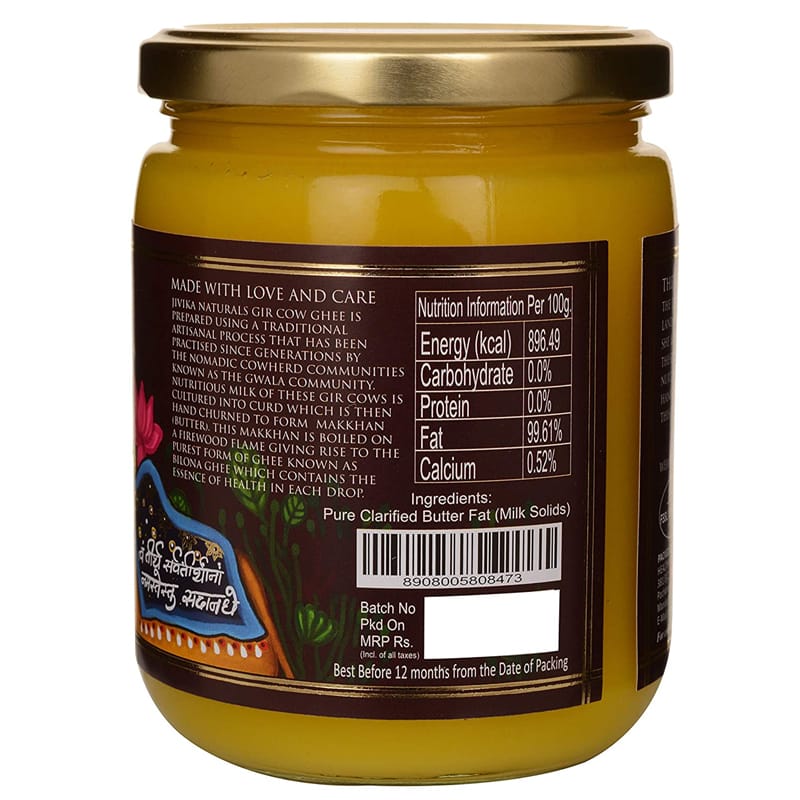 Orgenik: Shop Premium Gir Cow Ghee 500ml from the brand Jivika Naturals