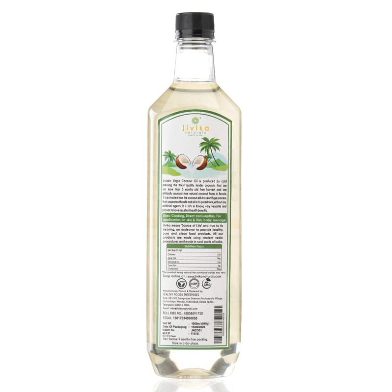 Orgenik: Shop Cold Pressed Virgin Coconut Oil 1ltr from the brand Jivika Naturals