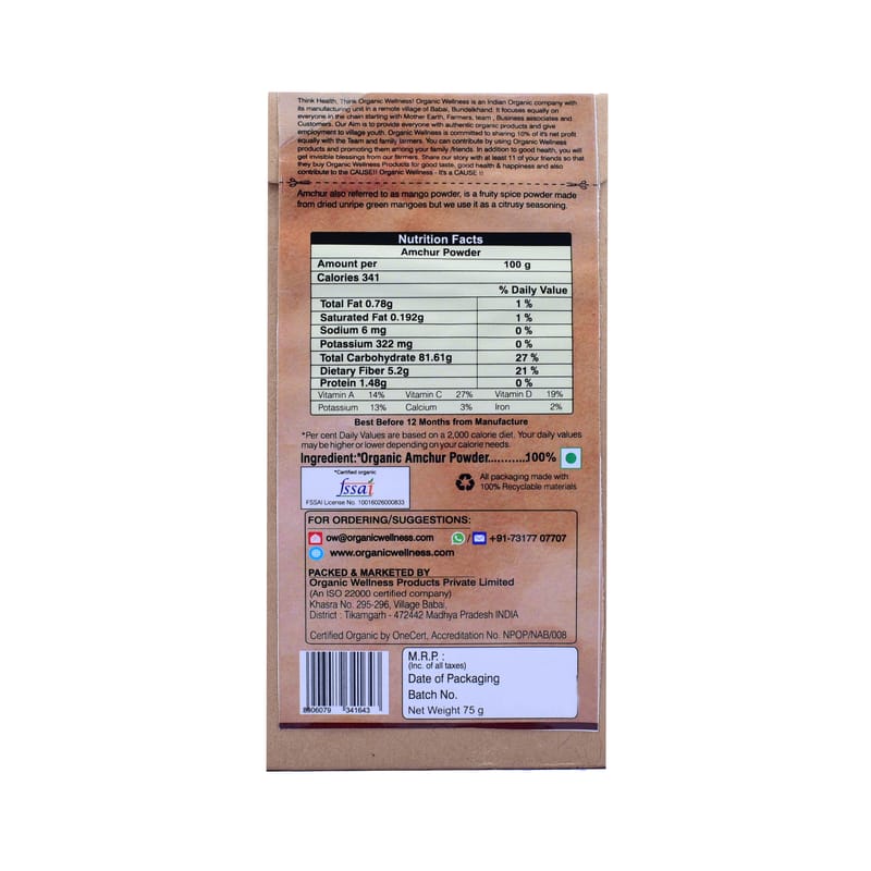 Orgenik: Shop Amchur Powder 75 g from the brand Organic Wellness