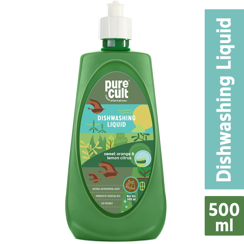Orgenik: Shop Eco-Friendly Dishwash Liquid with Sweet Orange and Lemon Essential Oils from the brand PureCult