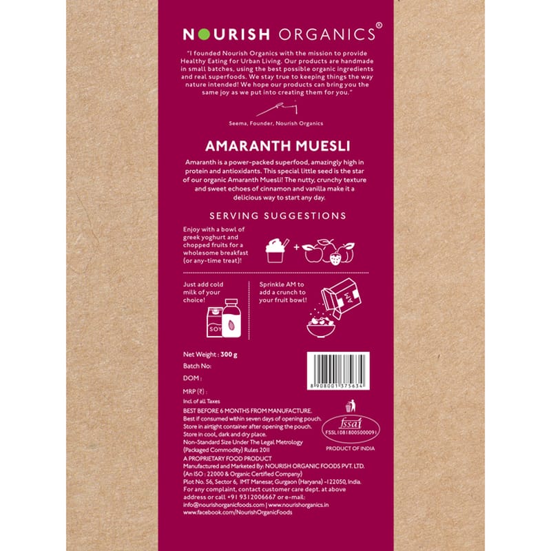 Orgenik: Shop Amaranth Muesli from the brand Nourish Organics
