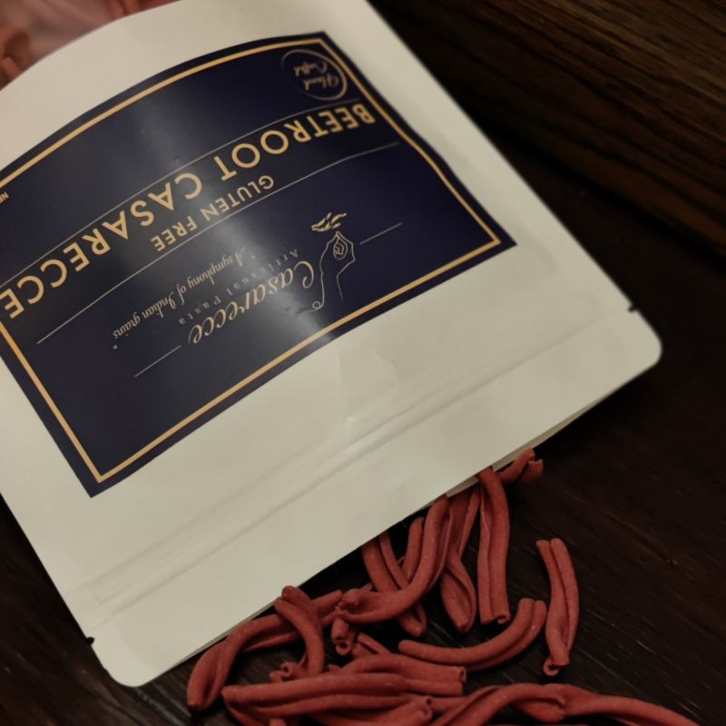 Orgenik: Gluten Free Beetroot Casarecce from brand Casarecce Artisanal Pasta