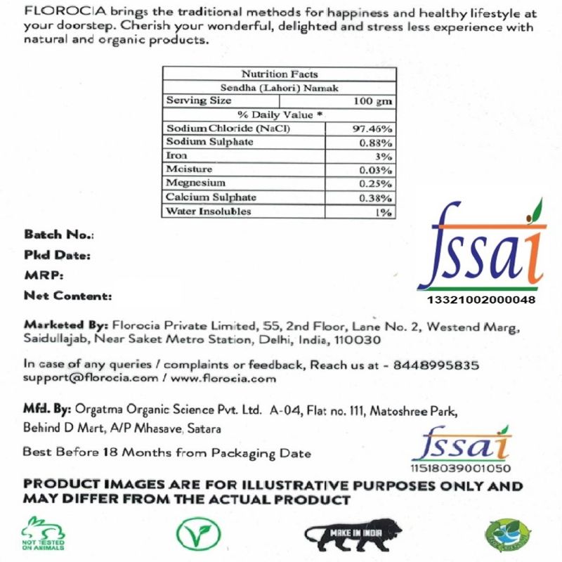 Orgenik: Sendha (Lahori) Salt from brand Florocia