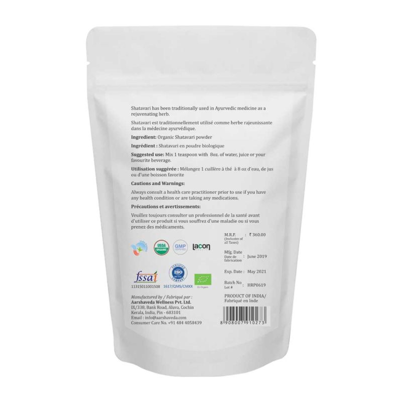 Orgenik: Shatavari Powder from brand Aarshaveda