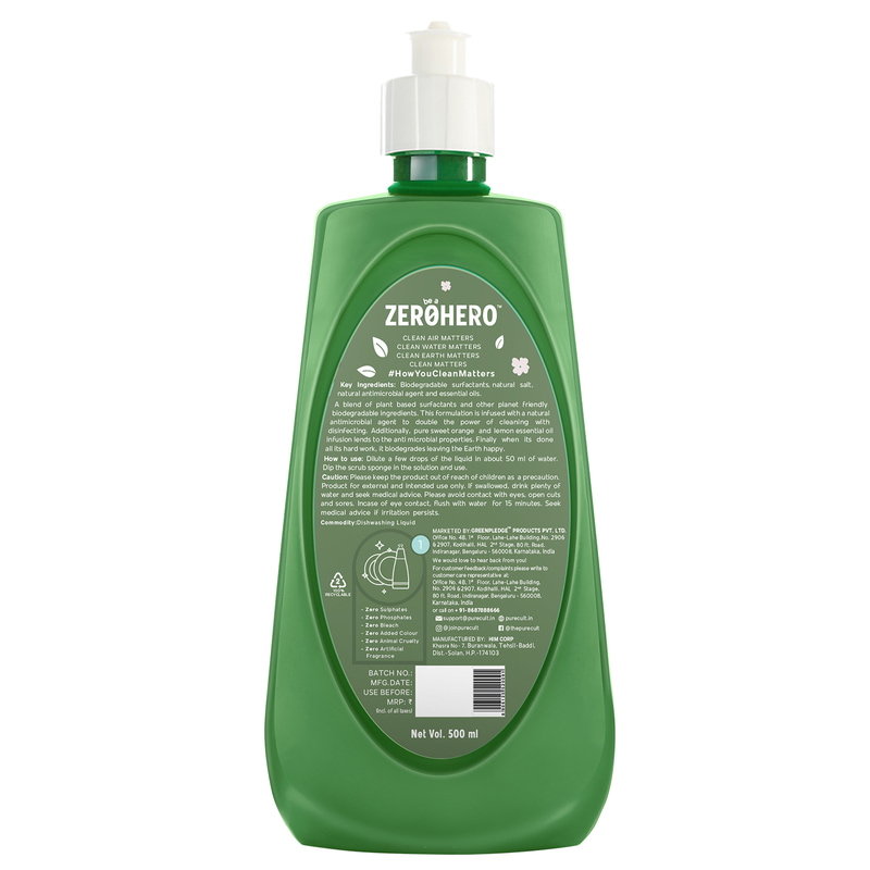 Orgenik: Shop Eco-Friendly Dishwash Liquid with Sweet Orange and Lemon Essential Oils from the brand PureCult