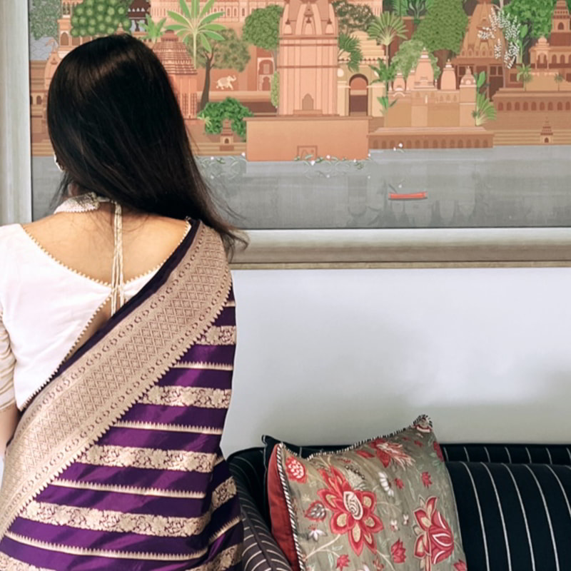 Orgenik: Shop Handloom Purple Uraif Saree from the brand Pilar & Monisha