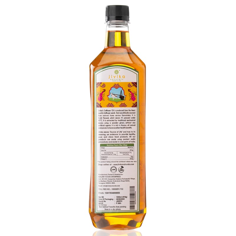 Orgenik: Shop Cold Pressed Safflower Oil 1ltr from the brand Jivika Naturals