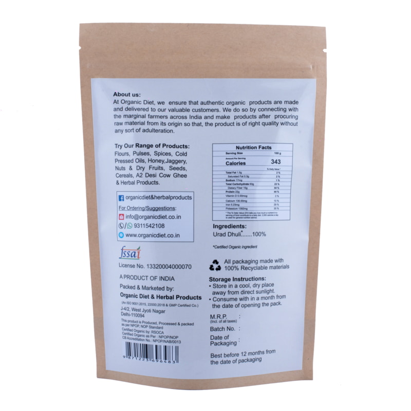 Orgenik: Shop Organic Urad Dhuli from the brand Organic Diet