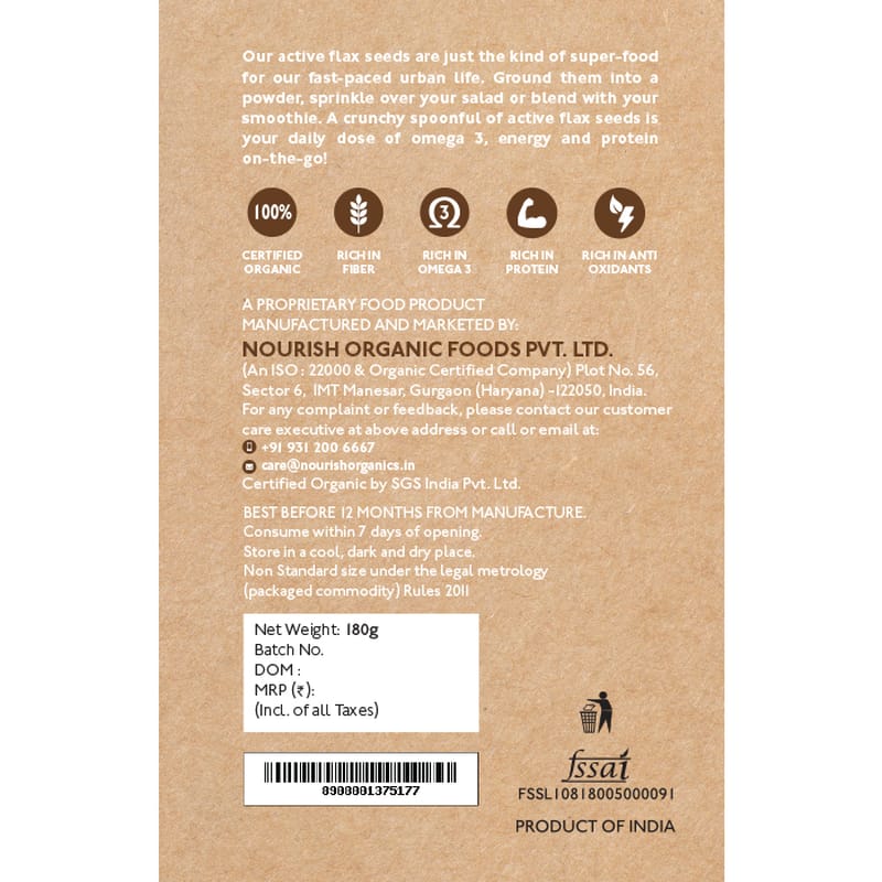 Orgenik: Shop Active Flax Seeds from the brand Nourish Organics