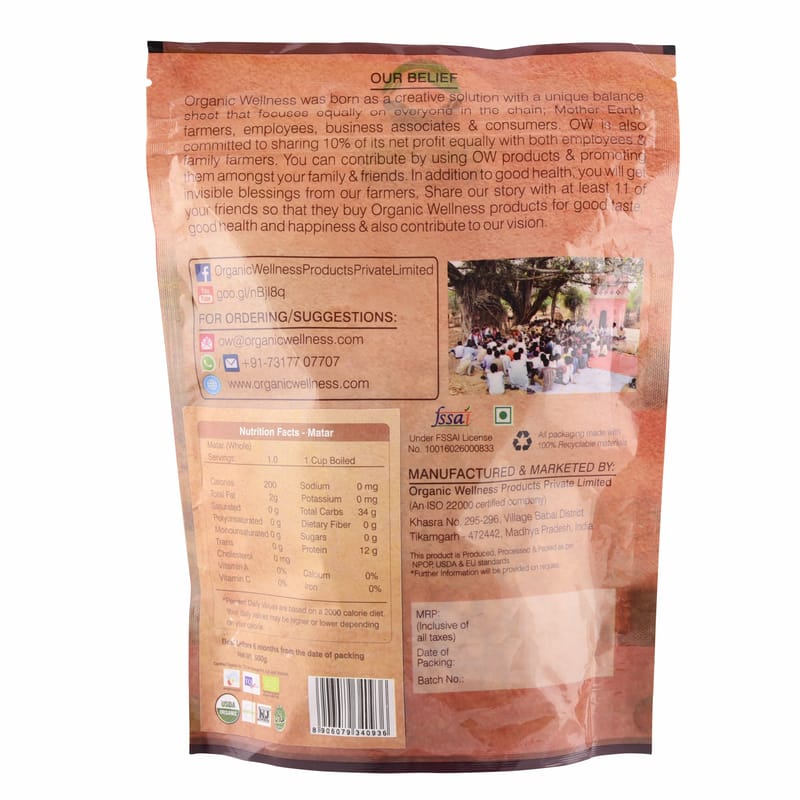Orgenik: Shop Matar Dal 450 g from the brand Organic Wellness