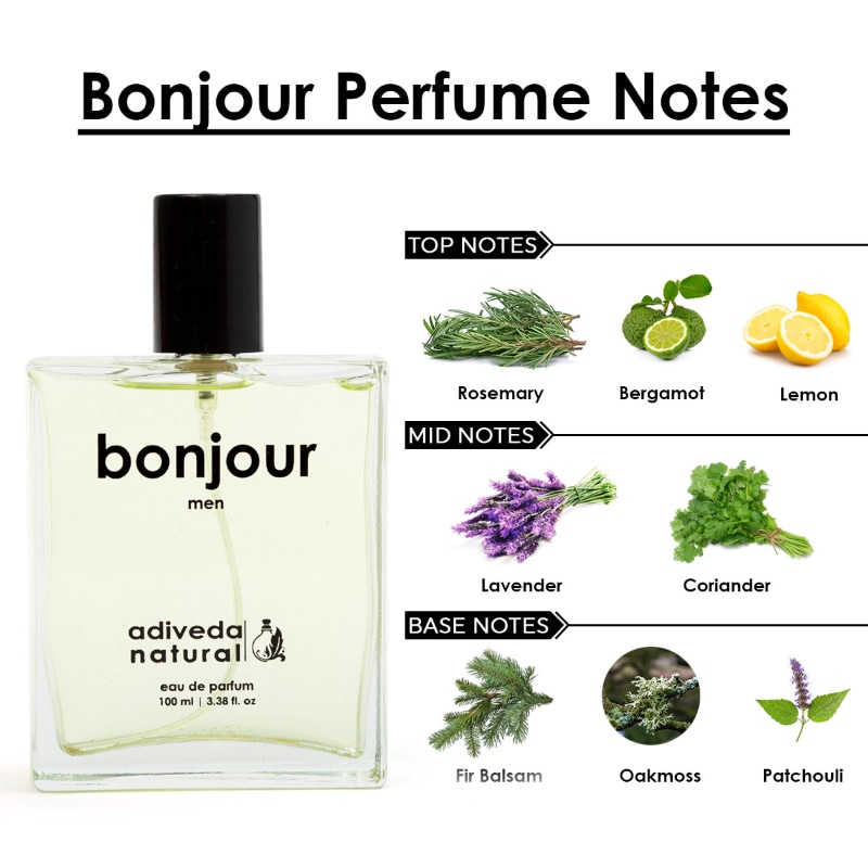 Orgenik: Shop Bonjour Perfume - Fresh Woody Fragrance Eau de Parfum - Men from the brand Adiveda Naturals