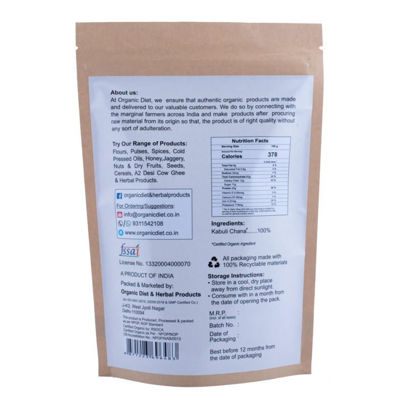 Orgenik: Shop Organic Kabuli Chana( Cholle) from the brand Organic Diet