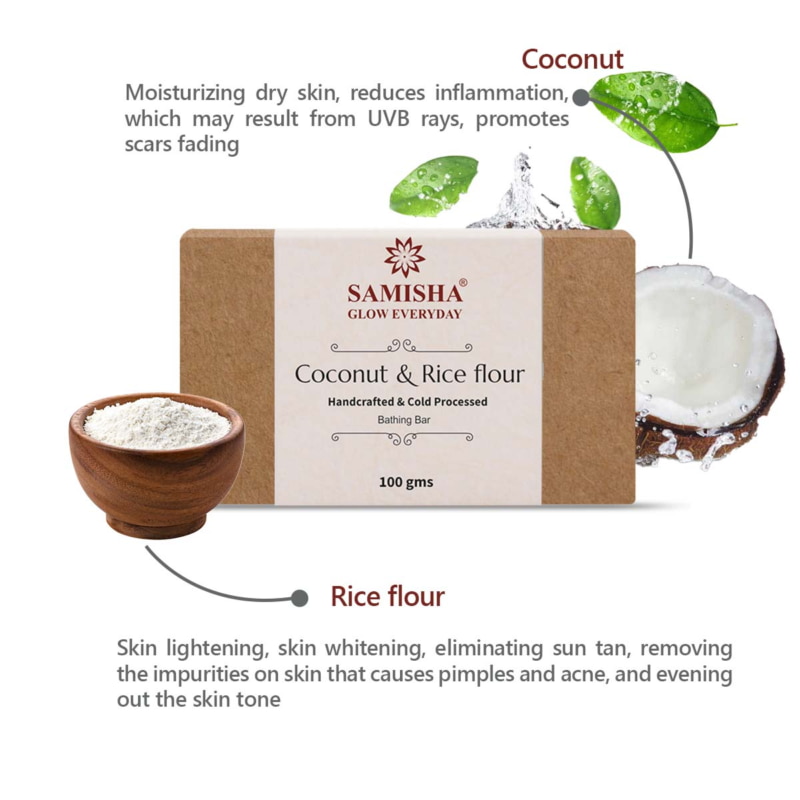 Orgenik: Shop Organic Coconut Milk & Rice Flour Skin Healing Bath Bar from brand Samisha