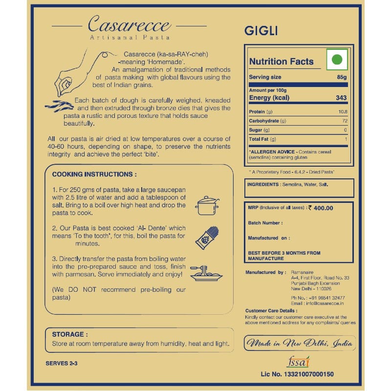 Orgenik: Gigli from brand Casarecce Artisanal Pasta