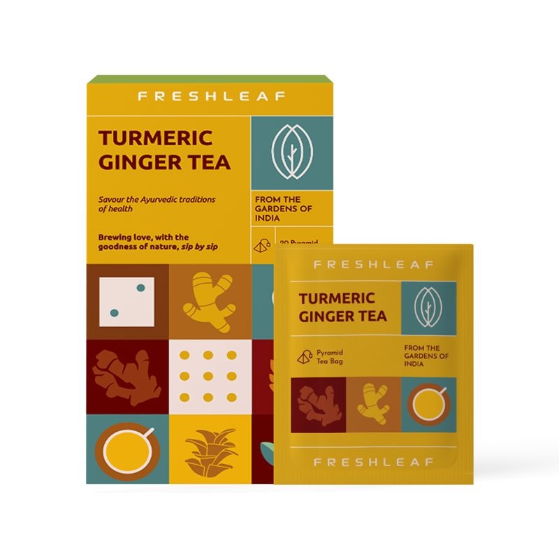 Orgenik: Turmeric Ginger Herbal Tea for Sore Throat Prevention and Boosting Imunity Spiced Rich with Anti-Oxidants 40 Pyramid Tea Bags - Pack of 2 from brand Freshleaf