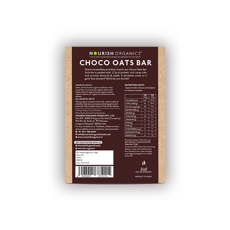 Orgenik: Shop Choco Oats Bar (Pack of 6) from the brand Nourish Organics