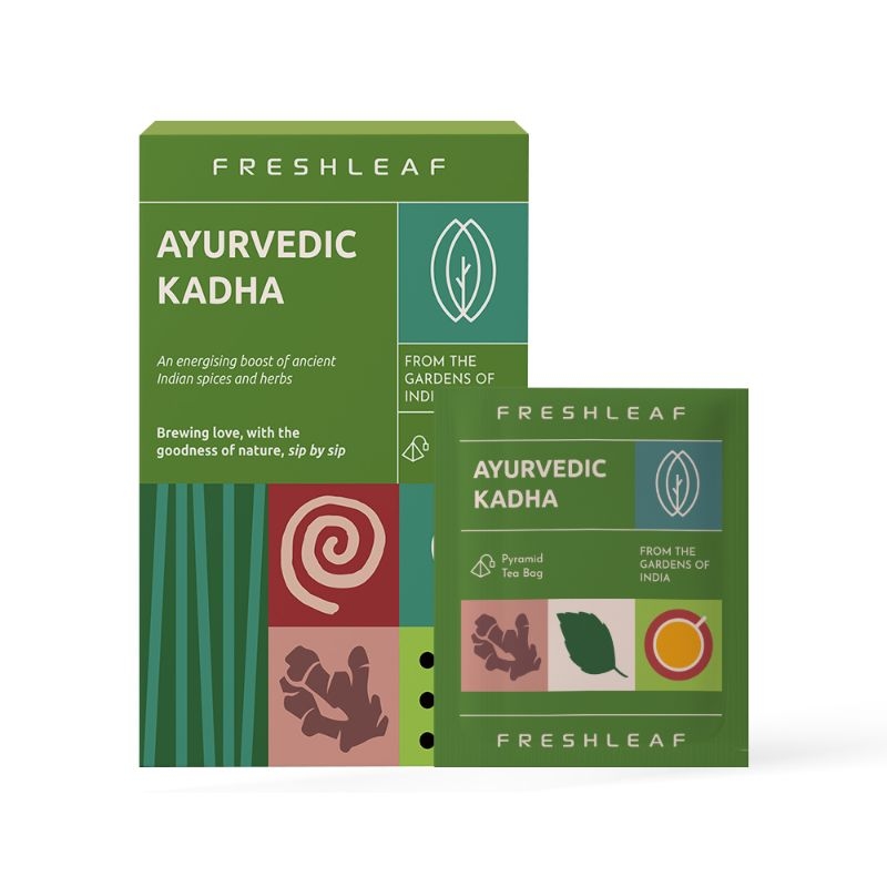 Orgenik: Ayurvedic Kadha/Kahwa Herbal Tea for Sore Throat Prevention and Boosting Immunity 20 Pyramid Tea Bags from brand Freshleaf