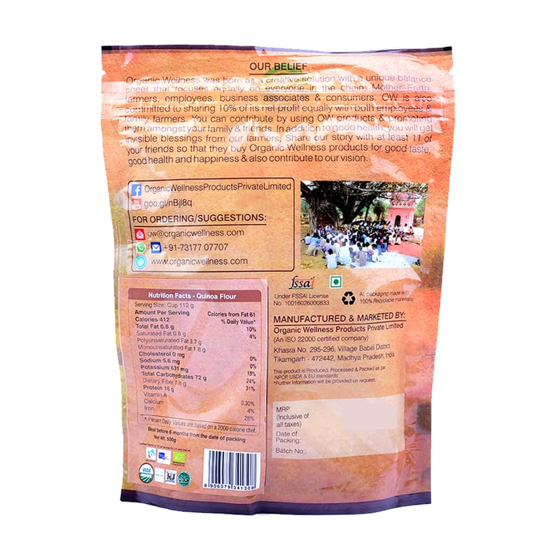 Orgenik: Shop Bundelkhand Quinoa Atta 450 g from the brand Organic Wellness