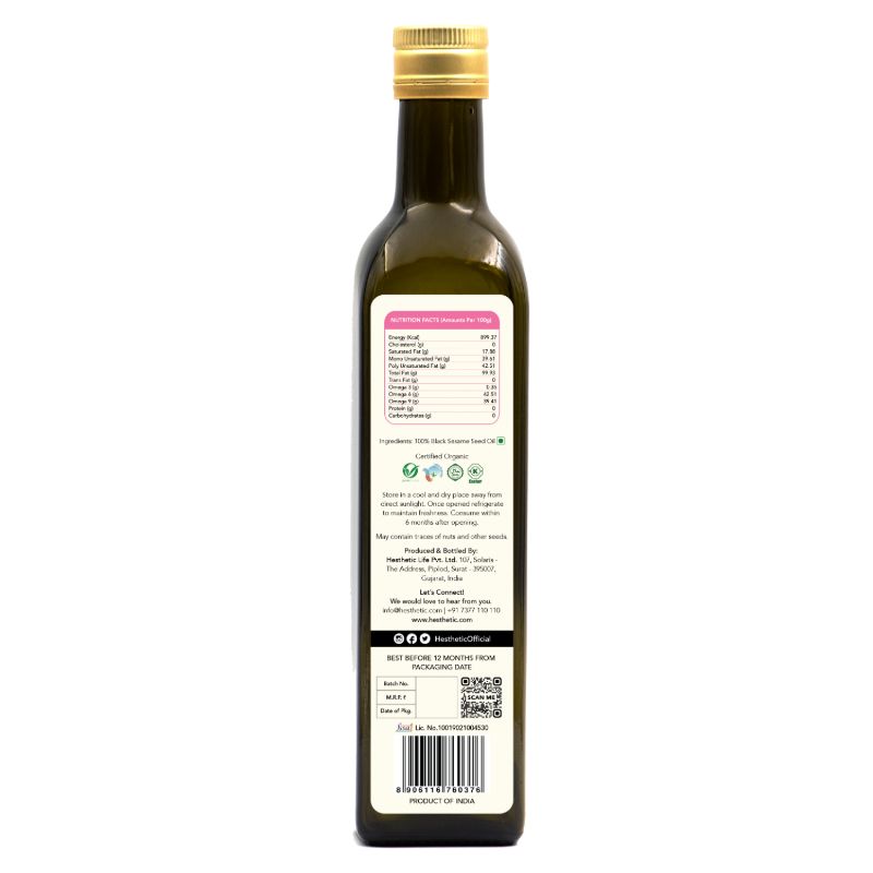 Orgenik: Organic Virgin Cold-Pressed Black Sesame Seed Oil from the brand Hesthetic