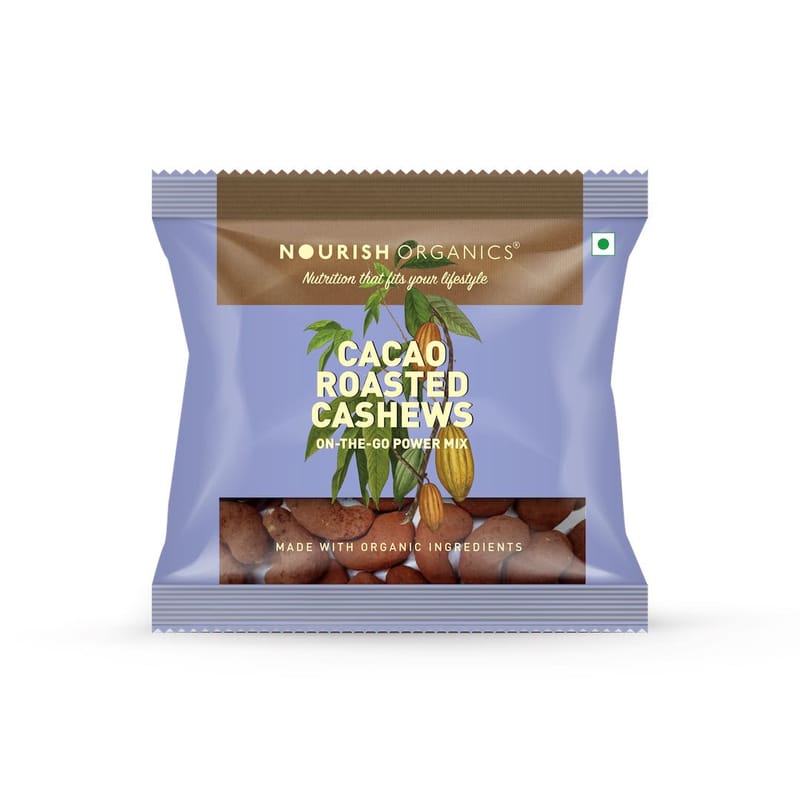 Orgenik: Shop Cacao Roasted Cashews (Pack of 4) from the brand Nourish Organics