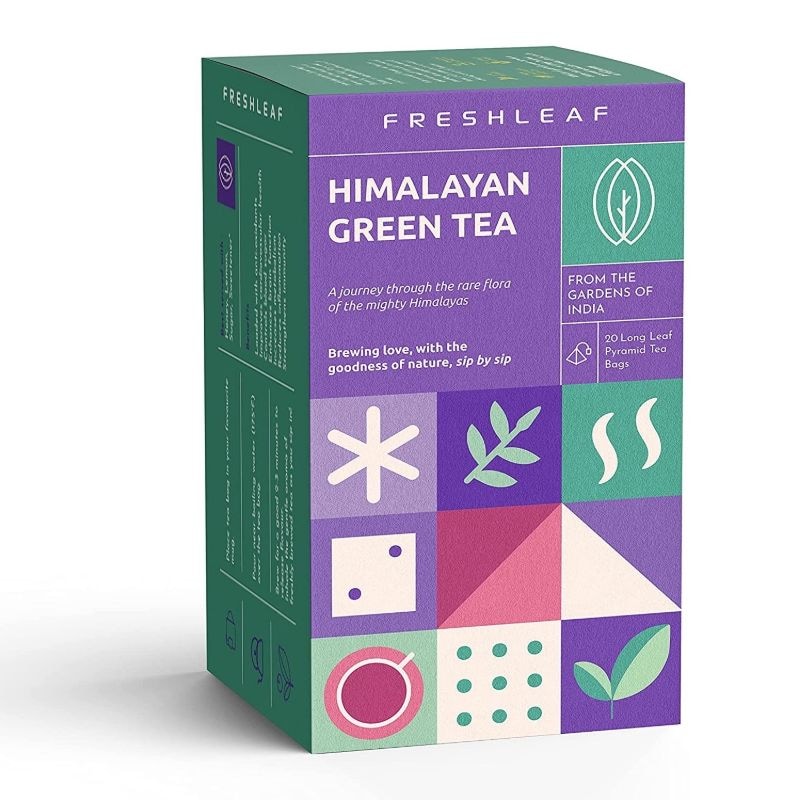 Orgenik: Green Tea Leaf Loaded with Anti-Oxidants made with 100% Whole Long Leaf Naturally Handpicked From Himalaya for Weight Loss 40 Pyramid Tea Bags - Pack of 2 from brand Freshleaf