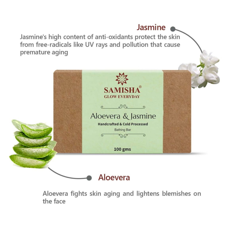 Orgenik: Shop Organic Aloevera & Jasmine Anti-Blemish Bath Bar from brand Samisha