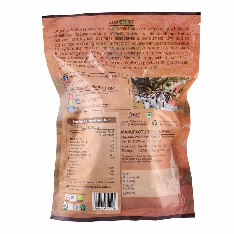 Orgenik: Shop Bundelkhand Wheat Atta 450 g from the brand Organic Wellness