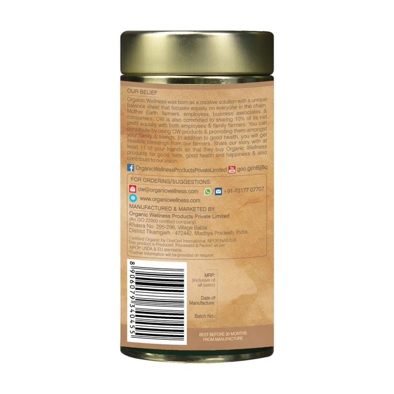 Orgenik: Shop Tulsi Green Tea Classic 100 g Tin Pack from the brand Organic Wellness