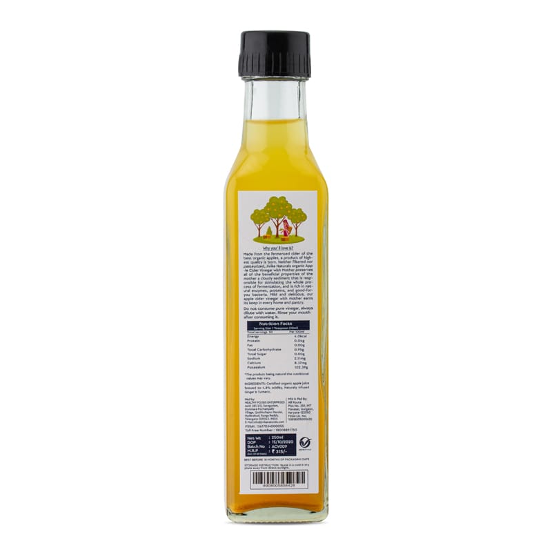 Orgenik: Shop Apple Cider Vinegar with mother Ginger & Turmeric 250ml  from the brand Jivika Naturals