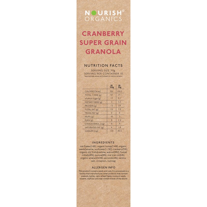 Orgenik: Shop Cranberry Super Grain Granola from the brand Nourish Organics