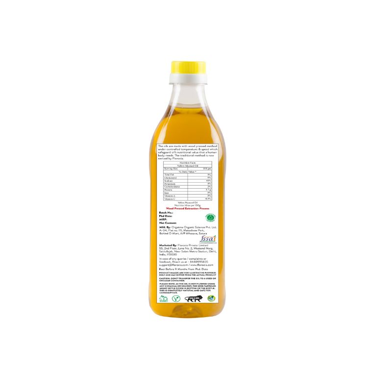 Orgenik: Cold Pressed Yellow Mustard Oil (Plastic Bottle) from brand Florocia
