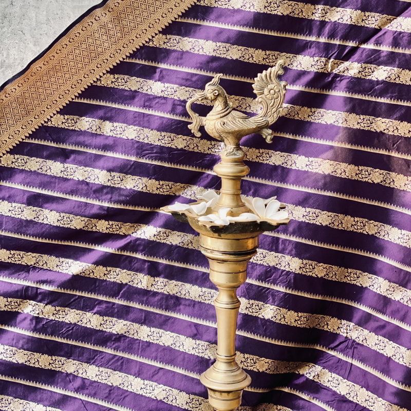 Orgenik: Shop Handloom Purple Uraif Saree from the brand Pilar & Monisha