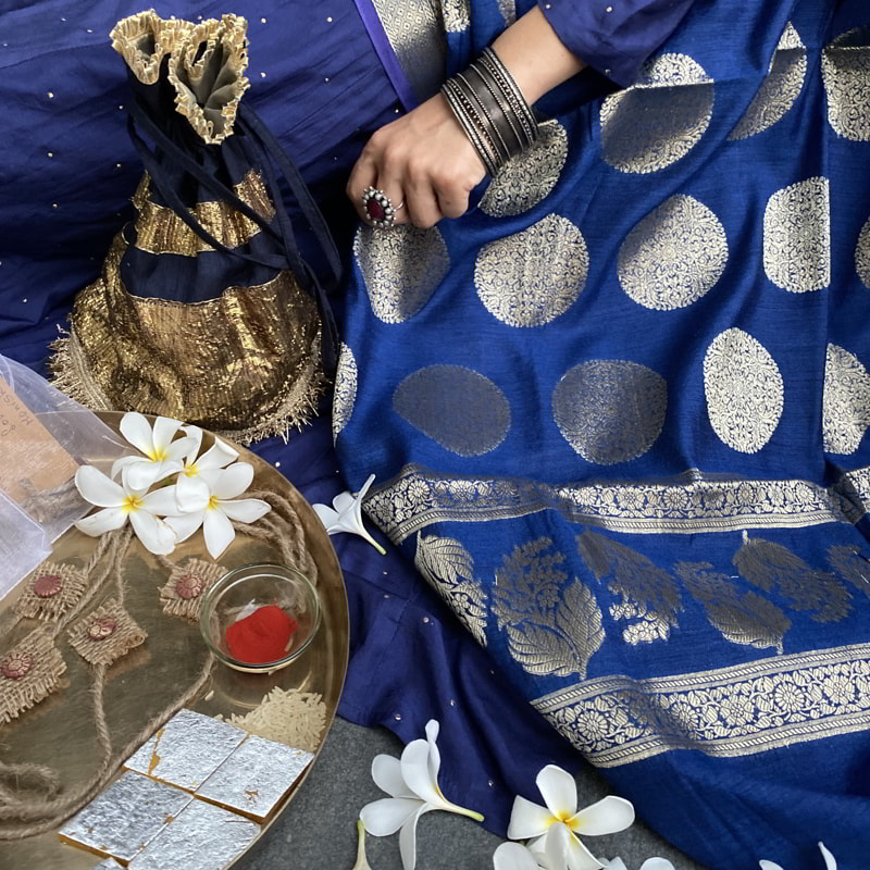Orgenik: Shop Blue Buta Dupatta from the brand Pilar & Monisha