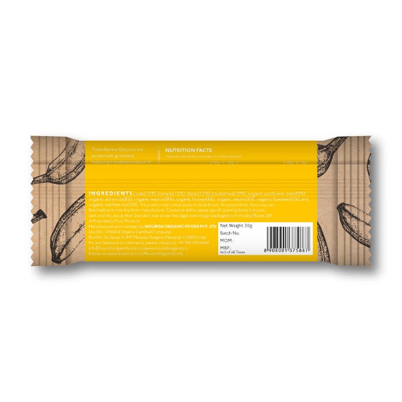 Orgenik: Shop Banana Oats Bar (Pack of 6) from the brand Nourish Organics
