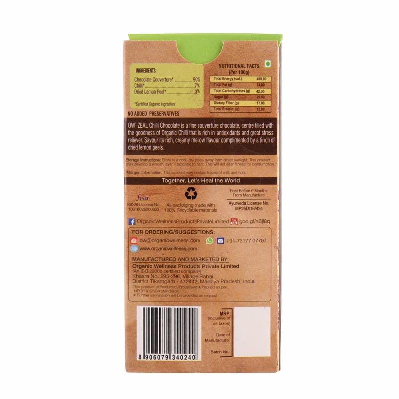 Orgenik: Shop Chilli Chocolate 42.5 g from the brand Organic Wellness
